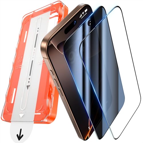 UniqueMe für iPhone 16 Pro Max für Panzerglas Sichtschutz und HD Schutzfolie - Automatische Installation, Bruchsicher Militärniveau，Anti-Kratz，Anti-Fingerprint, 1+1 Stück