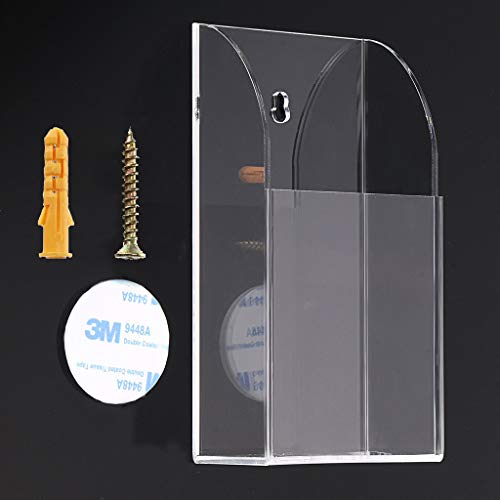 Acrylic Remote Control Holder Clear Wall Mount Remote Holder Nightstand Convenient Media Organizer Storage Box (One Compartments) #TOP1