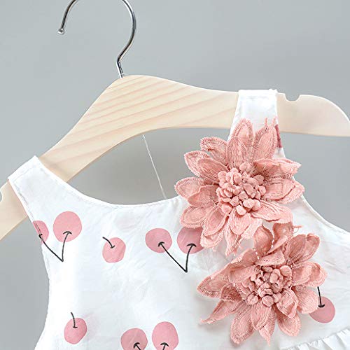 Conjunto de roupas infantis com estampa de cereja e vestido de princesa + chapéu e saia para bebês m