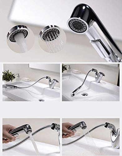 Robinet extractible et rétractable chrome pour lavabo et shampooing facile - 4