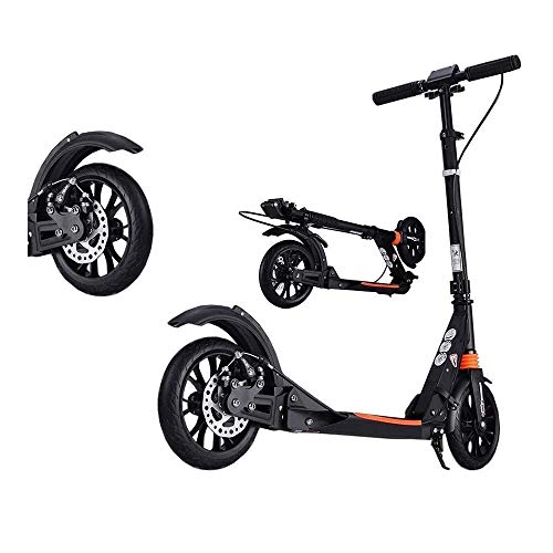 Fqcd No Eléctricos For Adultos Kick Scooter Fácil Plegable Con Ruedas Grandes, Blanca Del Viajero Soporte 100kg, No Eléctrico Adecuado For Adultos, Adolescentes, Mujeres, Hombres Color: Blanco