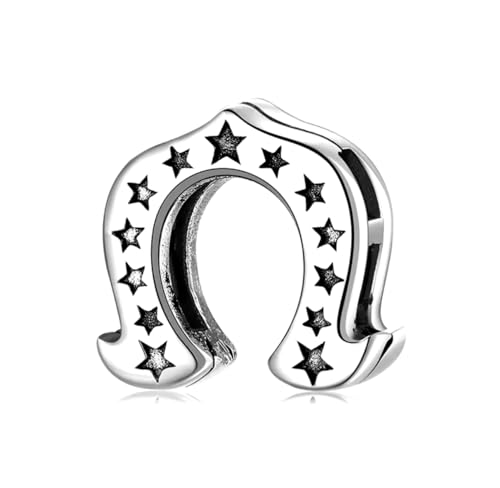 Charm de herradura de plata 925 auténtica para pulseras de eslabones tipo mallas planas