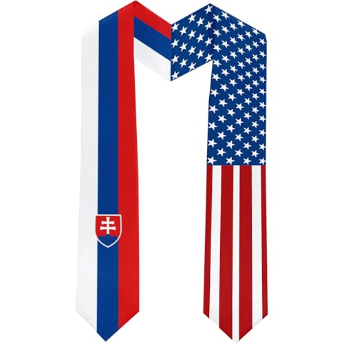 2025 Slovakia Flag and USA Flag Graduation Stole Graduation Sash for International Student (Baccalaureate Gown and Hat Not Included)