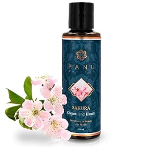 Panu Natural Massageöl Sakura – Pflegendes Körperöl zum Massieren – Hautöl mit feuchtigkeitsspendender Wirkung – Premium Body Oil – Veganes Massage Öl zum Entspannen