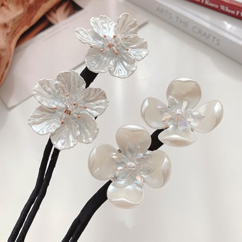 Flores brilhantes para fazer coque de cabelo, rosquinha mágica, torção francesa, acessórios para coq