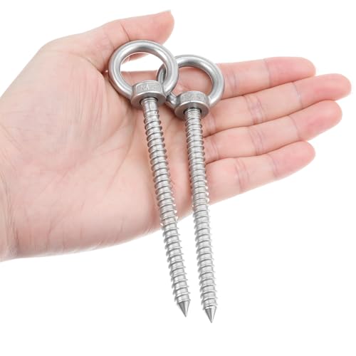 Teaaha 2 occhielli a vite con filettatura in legno per amache, viti ad anello in acciaio inox, viti ad anello, ganci robusti, tende da sole, poltrone sospese, sedie a dondolo, cavo fisso, fioriera per