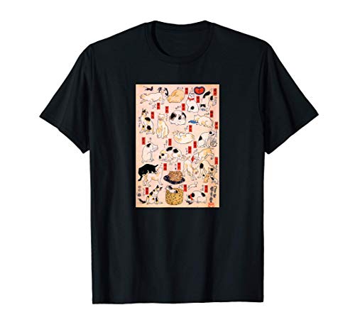 Positions de chat d'art japonais, Tokyo Japon, impression T-Shirt