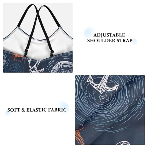 Girls Swimsuit Hand Drawn Anchor Rudder Pattern One Piece Swimwear3