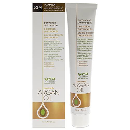 One-n-Only Argan Oil Permanent Color Cream - 6GM Dark Caramel Mocha Blonde Hair Color Unisex 3 oz