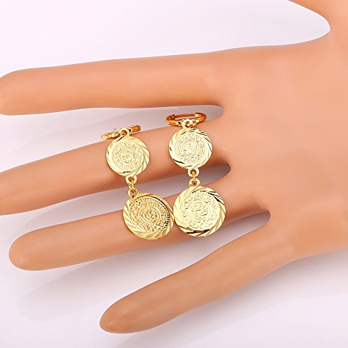 U7 Colar Allah para mulheres/homens, banhado a ouro 18K, quadrado, oval/moeda/coração/lua crescente,