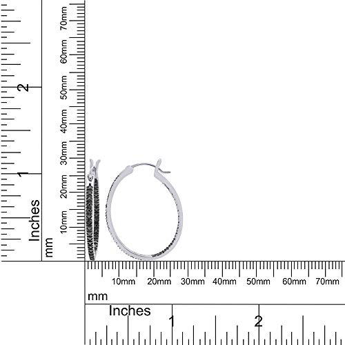 JEWEL ZONE Black Natural Diamond Accent Inside Out Hoop Earrings 14K Gold Over Sterling Silver, Gift For Her Hypoallergenic Jewelry for Sensitive Ears Large Big Hoop Earring4