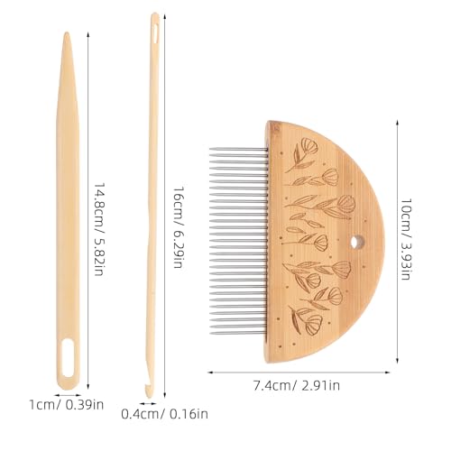 Uonlytech 1 Set Weaving Loom Tools: Wooden Weaving Comb for Loom - Tapestry Beater Comb & Sticks - Knitting Tools for Tapestry Woven Making Crafts - Thumbnail 2