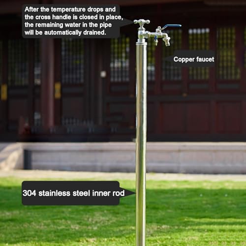 Columna De Agua De Jardín De Acero Inoxidable De 99 Cm (39") con Diseño Resistente A Las Heladas, Grifo Exterior para Patios, Jardines Y Terrazas: Solución De,One Color-150cm/59in