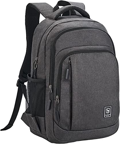 WIRABO Travel Backpack for Men 15.6 Inch Laptop Work Backpack Men Water Resistant Computer Business Black