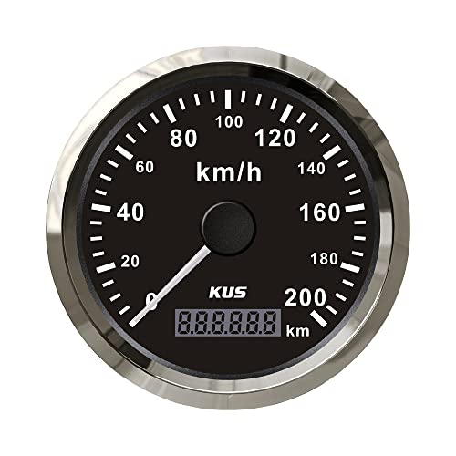 KUS Indicateur De Vitesse GPS 85mm Pour Bateaux Et Yachts - 0-15 Nœuds (0-28 Km/h) Avec Rétroéclairage Blanc
