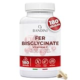 Bandini® Fer Bisglycinate 80mg 180 Gélules (6 Mois) + Vitamine C et Acerola - Complément Alimentaire Absorption & Biodisponibilité maximale - Pour Fatigue & Système Immunitaire - Capsules Végan