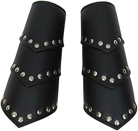 NauticalMart - Leather Arm Guards Medieval Knight Bracer Set of Faux Leather - Black