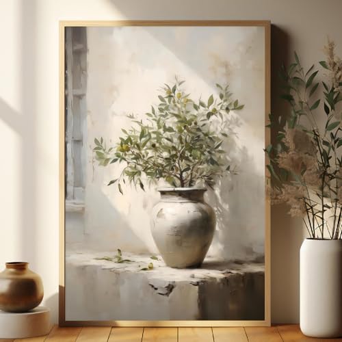 Vintage Olive Tree Painting Muted Botanical Wall Art Antique Plant Pictures Wall Decor Neutral Botanical Prints Still Life Artwork Rustic Farmhouse Posters for Kitchen and Dining Room 16x24in Unframed