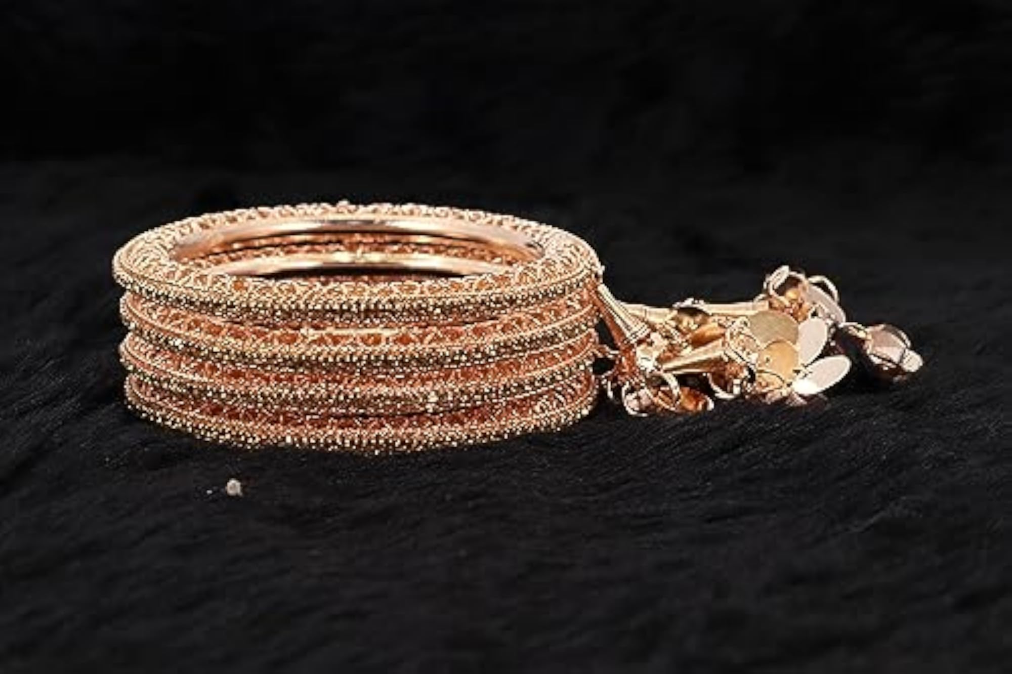 Pearl Zircon Stone Studded Latkan Bangles Set (Pack of 4)