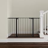Mumeasy Baby Gate Extra Wide, 29.5-51'' Pressure Mounted Dog Gate with Walk Thru Door, Auto Close Pet Gate for House, Stairs, Doorways,Black