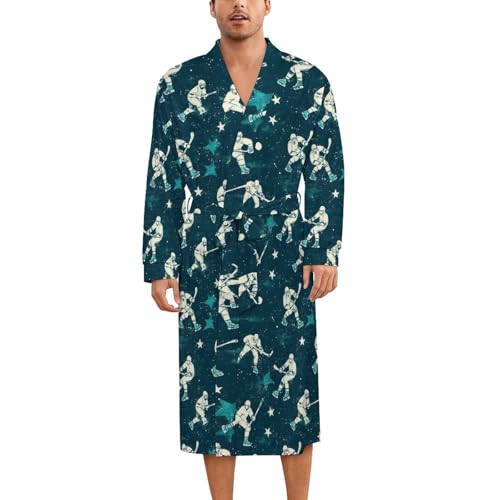 Peignoir kimono en soie imprimé hockey, le cadeau idéal pour homme et femme passionnés