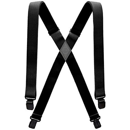 Arcade Belt Mens Jessup Suspenders: 4 Point Heavy Duty Elastic Webbing, Durable Metal Clips, Black #TOP24