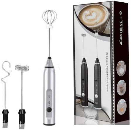 Milk foam machine Hand-held electric milk beater Egg beater automatic paint mixer Electric milk powder beater Suitable for cappuccino hot chocolate milkshake egg mix (Silver third gear with bent hook)