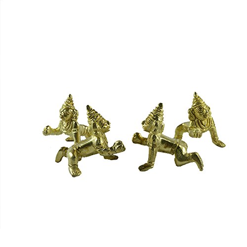 Lord Krishna Laddoo Gopal Lot de 4 statuettes de divinité hindoue - 4