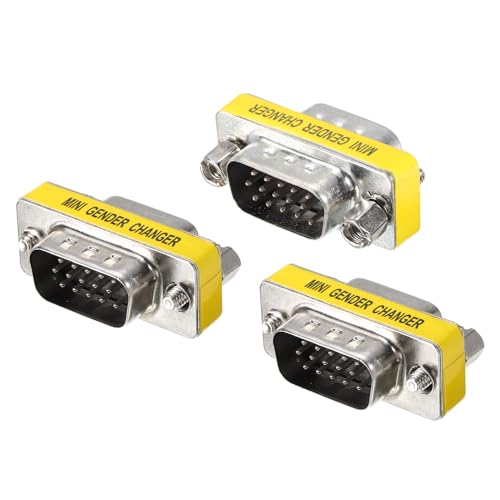 sourcing map VGA Coupler VGA Gender Changer Connector 15 Pin Male to Male VGA Adapter Conversion for Cable Extender, Pack of 3