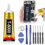 T8000 Handy Display Kleber 110 ml - T8000 Kleber mit Präzisions-Spitze für Smartphone Display Verwendung, inkl. 11-teiligem Reparatursatz für Elektronik & Tägliche Wartung