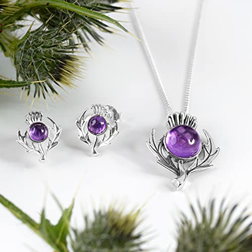 Bijoux argent 925 anti-allergie chardon écossais améthyste - 7
