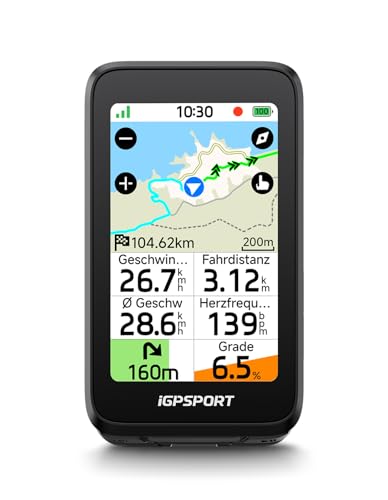 iGPSPORT BiNavi Air Fahrradcomputer Kabellos, GPS 3,0″ Touchscreen Karten Sprachnavigation Kletterfunktionen, ANT+BLE, IPX7