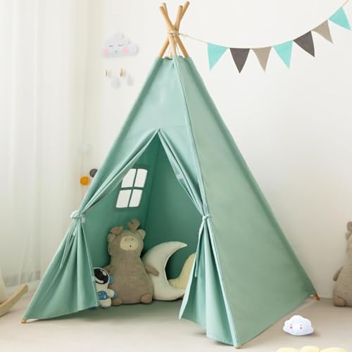 Image of RongFa Teepee Tent for Kids-Portable Children Play Tent Indoor Outdoor (Jewelry Blue)