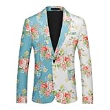 YFFUSHI Blazer floral para hombre con 1 botón, chaqueta de traje casual, estampado floral, chaquetas de esmoquin para citas y fiestas de deshierbe, Multicolor 2, XXL