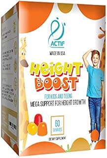 Actif Height Boost Mega Support for Height Growth with 10+ Factors, Height Supplement for Kids and Teens, 60 Gummies, Strawberry Flavor, Get Tall Fast Formula