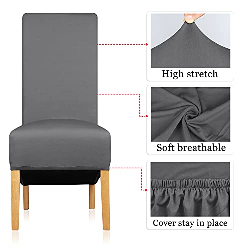 Leorate High Back Chair Covers Stretch Spandex Fabric Chair Slipcover Seat Cover for Home Dining Room Kitchen Hotel Dark Grey 2 pieces - Image 4