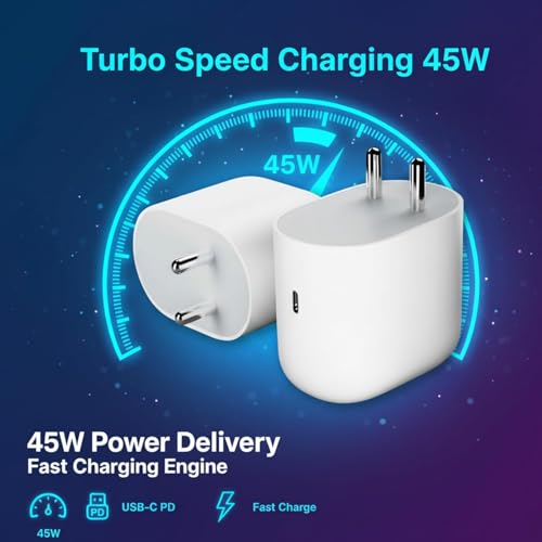 Image of 45W Type-C Fast Charger for Google Pixel | Adapter for Pixel 9A /9 Pro /8 /8a, Pixel Tablet, Chromebook & Other USB-C Devices |Original Charging Speed (White)