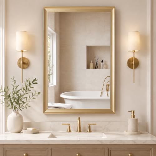 Miralab Gold Bathroom Mirror 24x36 Inch, Rectangle Vanity Mirror