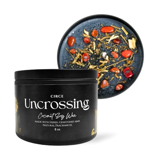 Uncrossing Ritual Candle with Herbs & Crystals