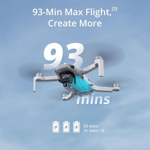 dji mini 4k fly more combo drone with 4k uhd camera for adults under 249 g 3-axis gimbal stabilization 10km video transmission auto return 3 batteries for 93-min max flight time quickshots