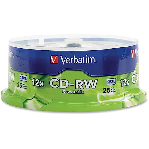 Verbatim CD-RW 700MB 4X-12X High Speed Discs with Branded Surface, Spindle of 25