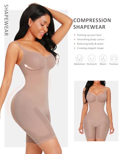 Feelingirl MT200277-SK1-M/L Seamless Bodysuit Shapewear Butt Lifter High Waist Body Shaper Under Dress Full Body Slimming With Adjustable Bra M/L thumb #1