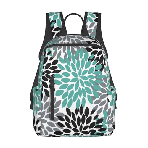 Sac à dos léger noir anti-encombrement imprimé dahlia pour travail et trajets sereins