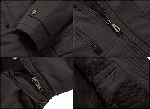 Image of CRYSULLY Men's Winter Casual Thicken Multi-Pocket Outwear Jacket Coat with Removable Hood 35 /33