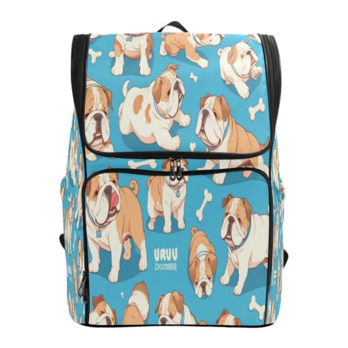 Sac à dos bouledogue mignon bleu grand volume pour jeunes filles et garçons