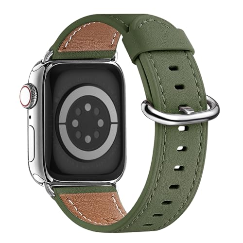 Bracelet cuir iWatch 40mm Olive Flak stylé pour sublimer vos tenues de bureau