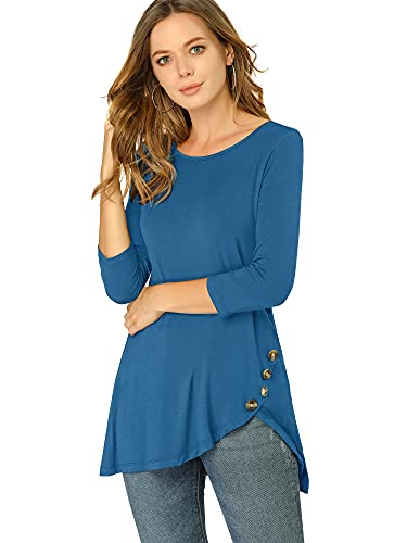 Tunique extensible à manches 3/4 et détails boutons décoratifs chics