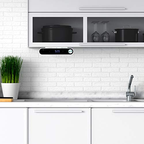 Tyler Bluetooth Under The Cabinet Universal Wireless Music System, Kitchen Clock Radio, Fm Radio, Digital Clock, Hands Free Speakerphone, Led Work Surface Lighting - White (Tks2-Wh) #TOP4