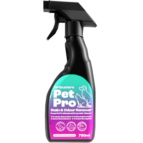 Dirtbusters Pet Pro Pet Stain & Odour Remover Spray, Powerful Professional Enzymatic Carpet Cleaner Solution, Upholstery & Fabric (750ml)