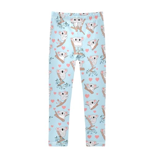 Cute Koala Bears Girls' Leggings Toddler Doodles Heart Kids Yoga Pants Dance Active Tights 4T